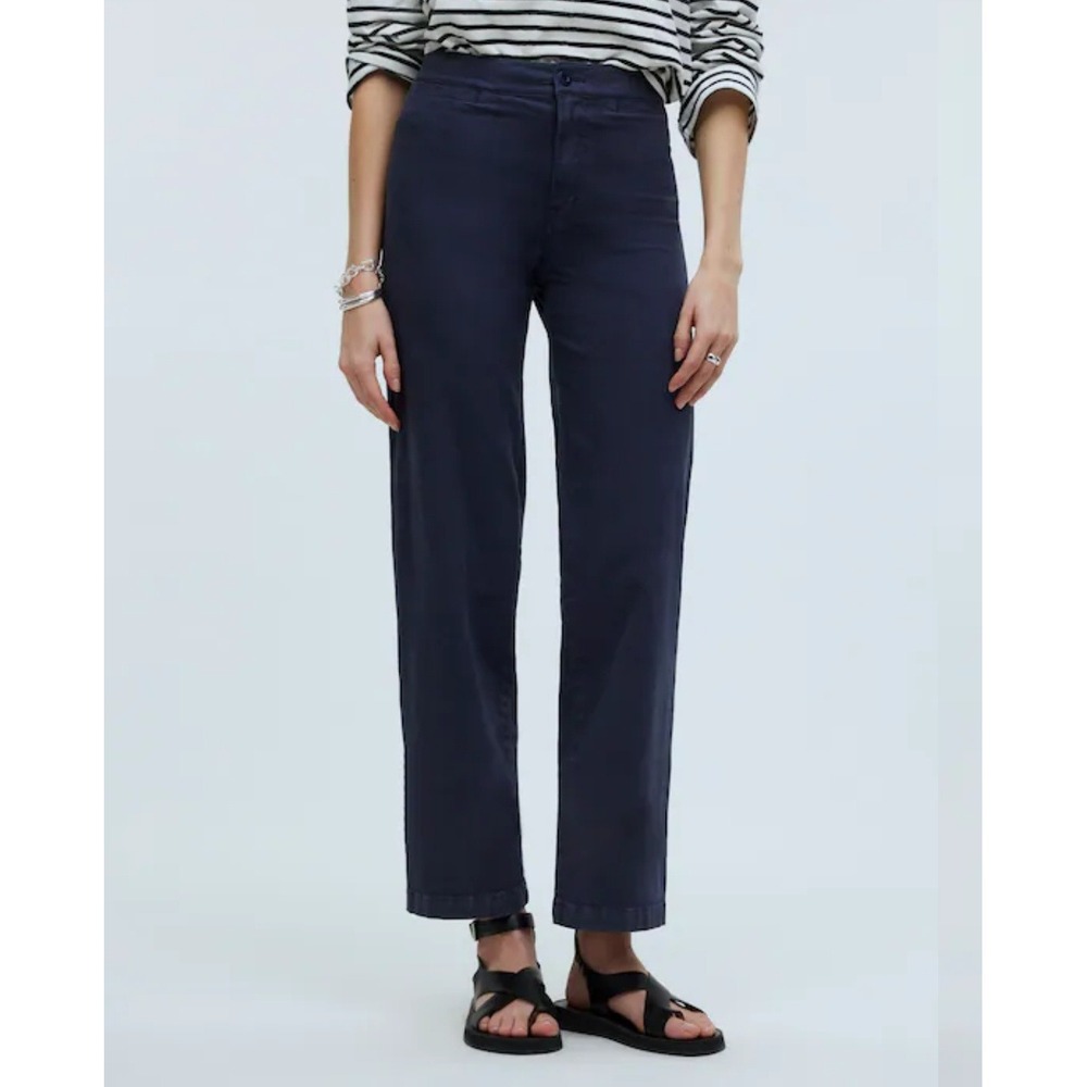 Madewell Emmett Wide-Leg Crop Pants 30 Welt Pocket High Rise Casual Blue NWT